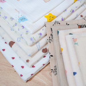 High-End Multi-Color Crepe Cotton Fabric Woven Double Crepe Textile with Premium Muslin Printing Options for Girls